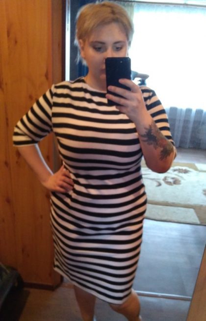 Striped Women Dresses Knee-Length Dress
