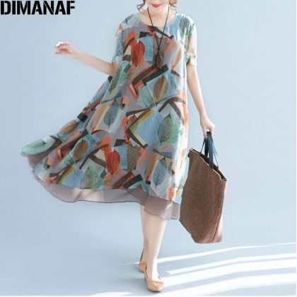 Summer Women Chiffon Dress Print Loose Dresses