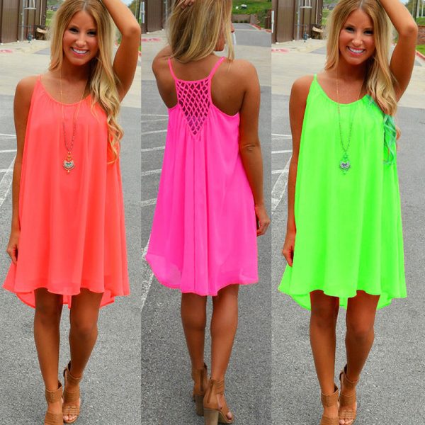 Women Beach Dress Fluorescence Summer Dress