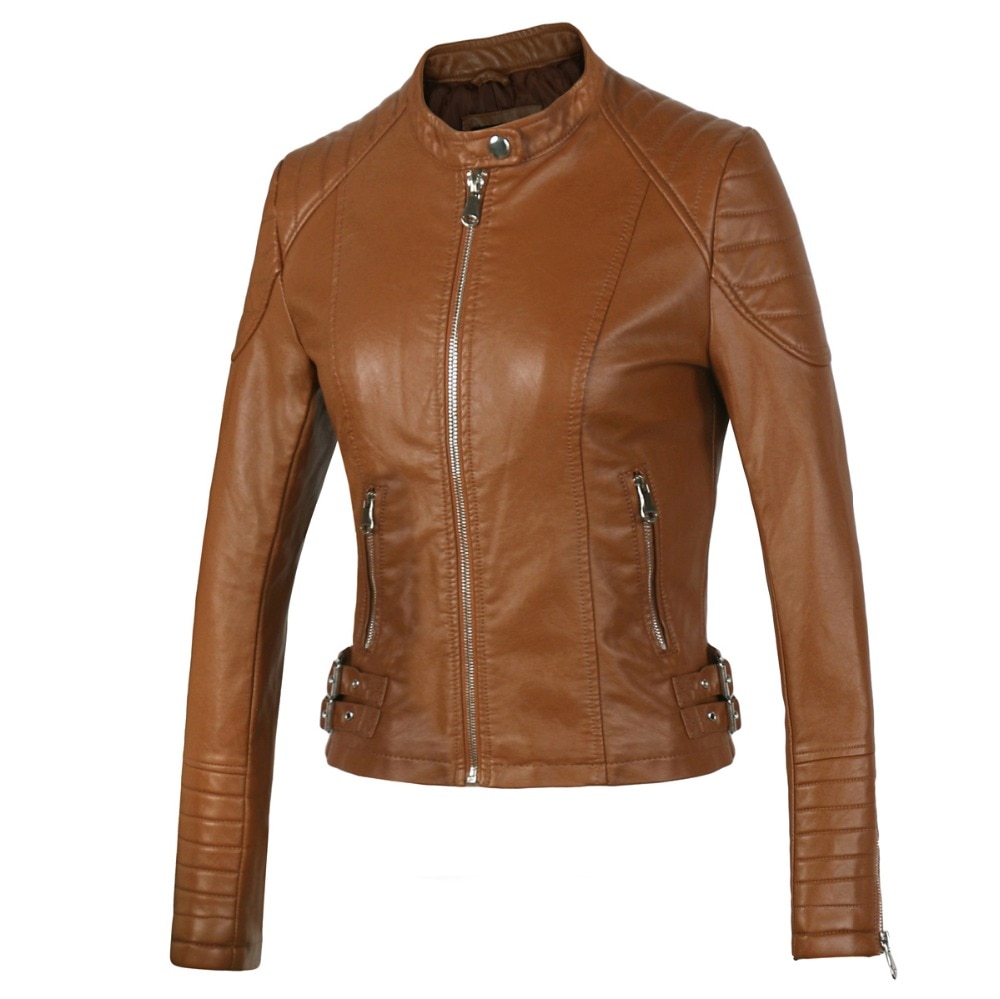 Bomber Motorcycle Leather Jackets Women Coat
