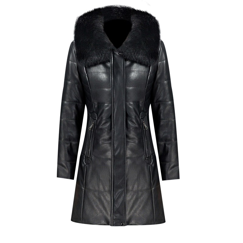 Fur Collar Hooded Leather Jacket PU Leather Coat