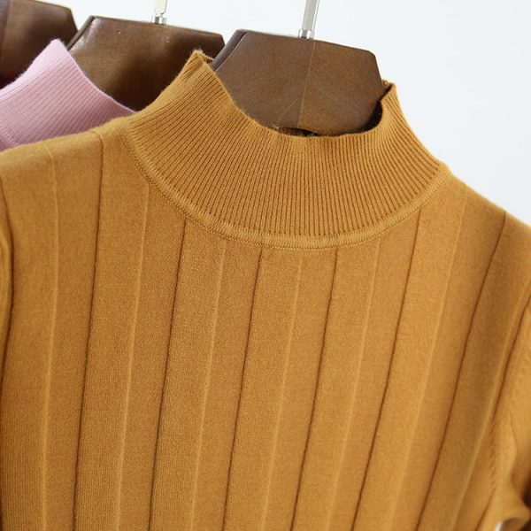 Knitted Turtleneck Sweater Striped Pullover