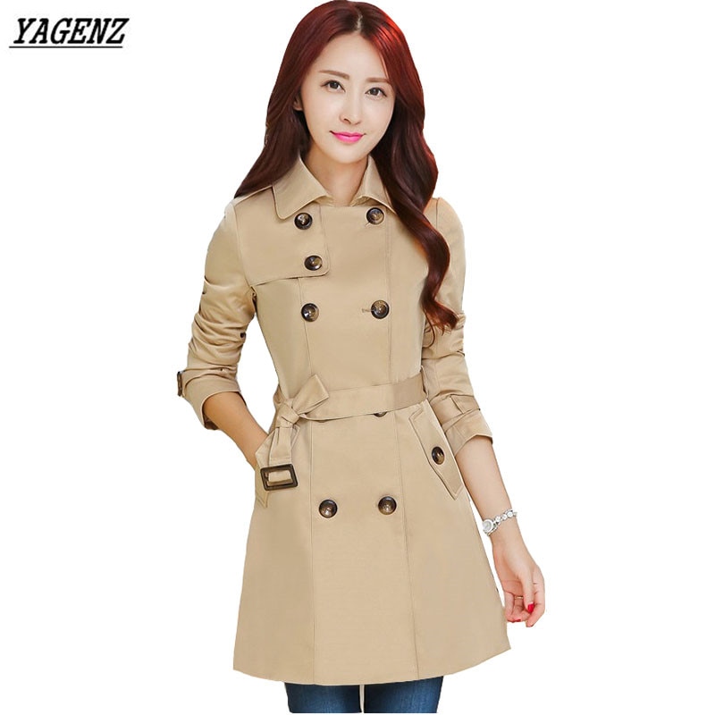Double Breasted Medium Long Trench Coat
