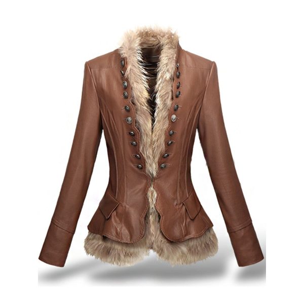 Faux Leather Coats Jacket Rivet Slim Cool Overcoat
