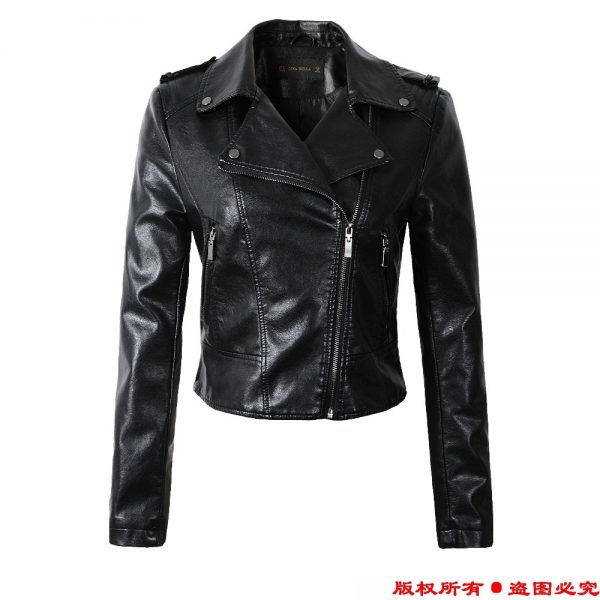Motorcycle PU Leather Jacket Women Fashion Coat