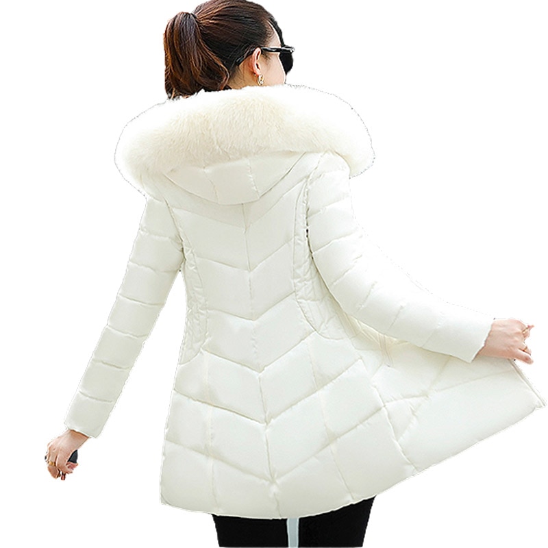 Winter Jacket Hooded Warm Coat Slim Fur Collar