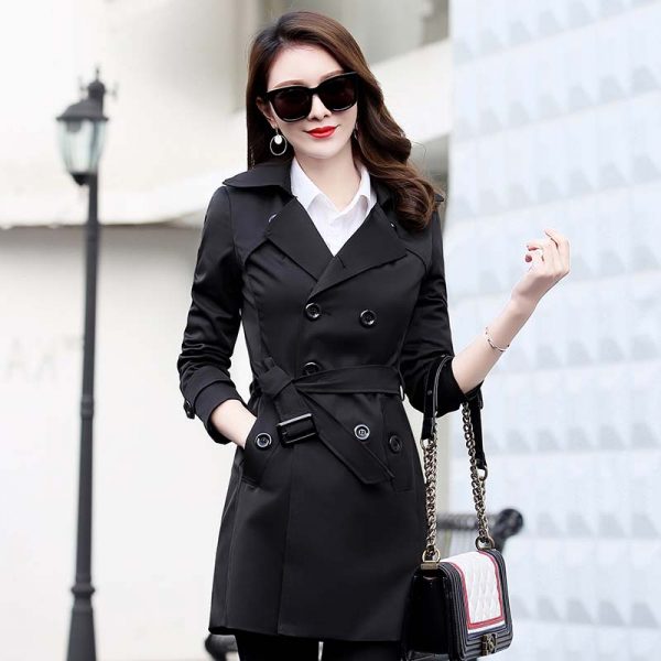 Women Double Breasted Trench Coats Raincoat
