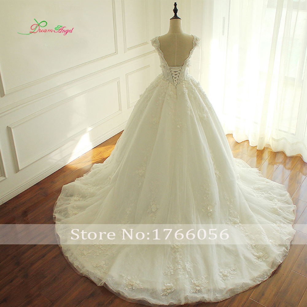Elegant Flowers Lace Princess Wedding Dress