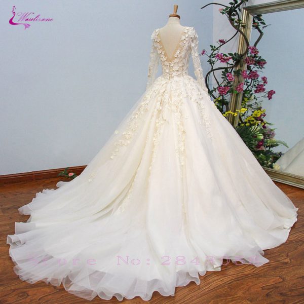 Embroidery Appliques Scoop Ball Gown Wedding Dress