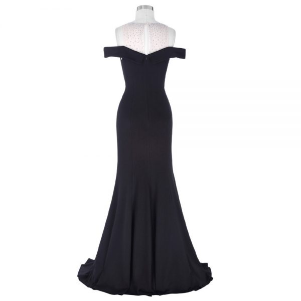 Long Black Prom Dress Floor Length Party Gown