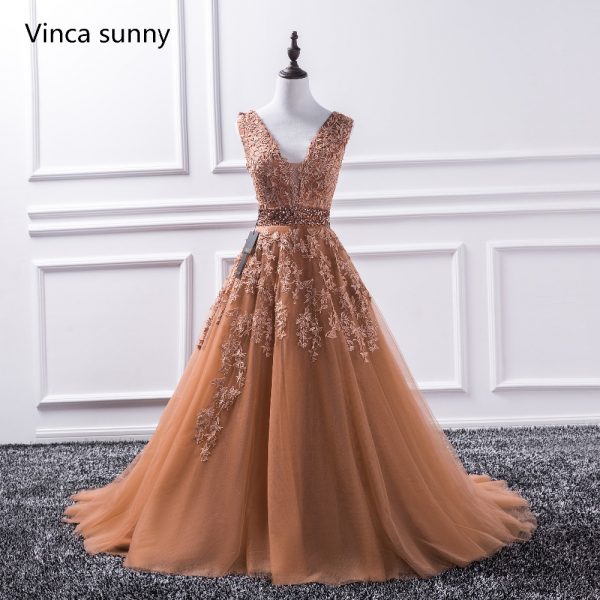 Long Prom Dresses Appliques Princess Ball Gown