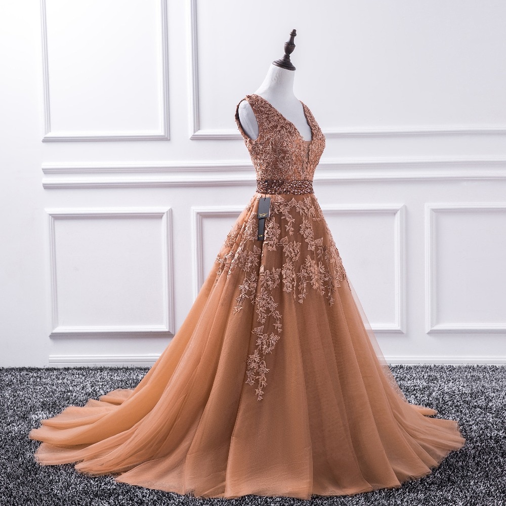 Long Prom Dresses Appliques Princess Ball Gown