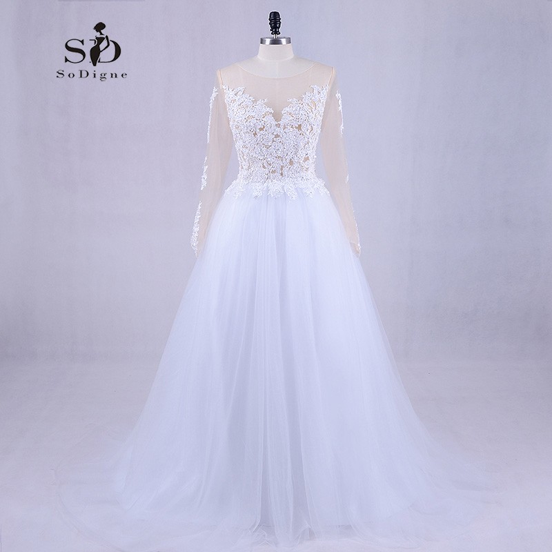 Long Sleeve Wedding Dress Tulle Gown Vestido