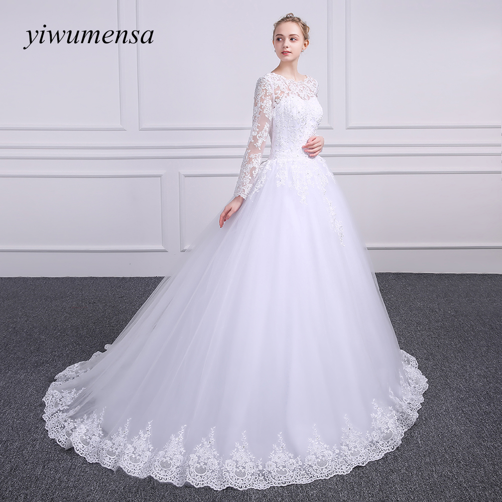 Long Sleeves Appliques Wedding Dress Bridal Ball Gown