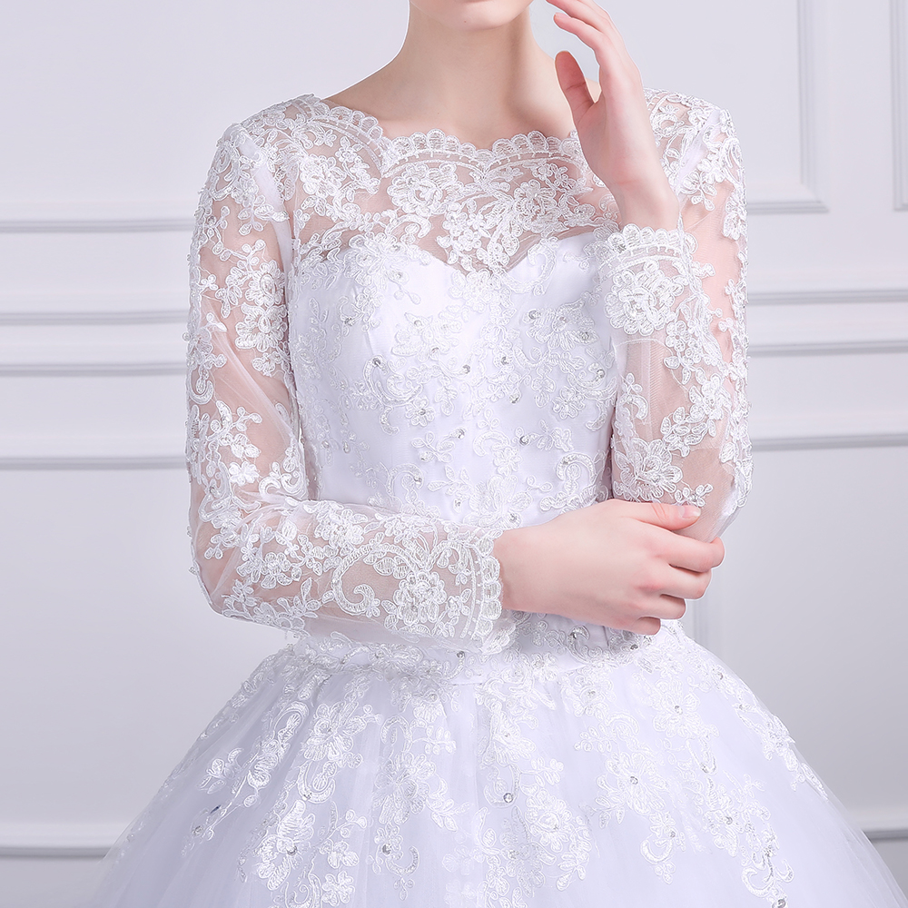 Long Sleeves Appliques Wedding Dress Bridal Ball Gown