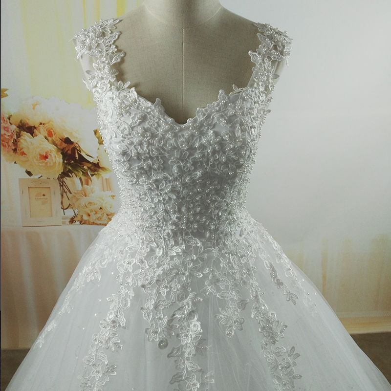 Novia Tulle Wedding Dress Pearls Bridal Dresses