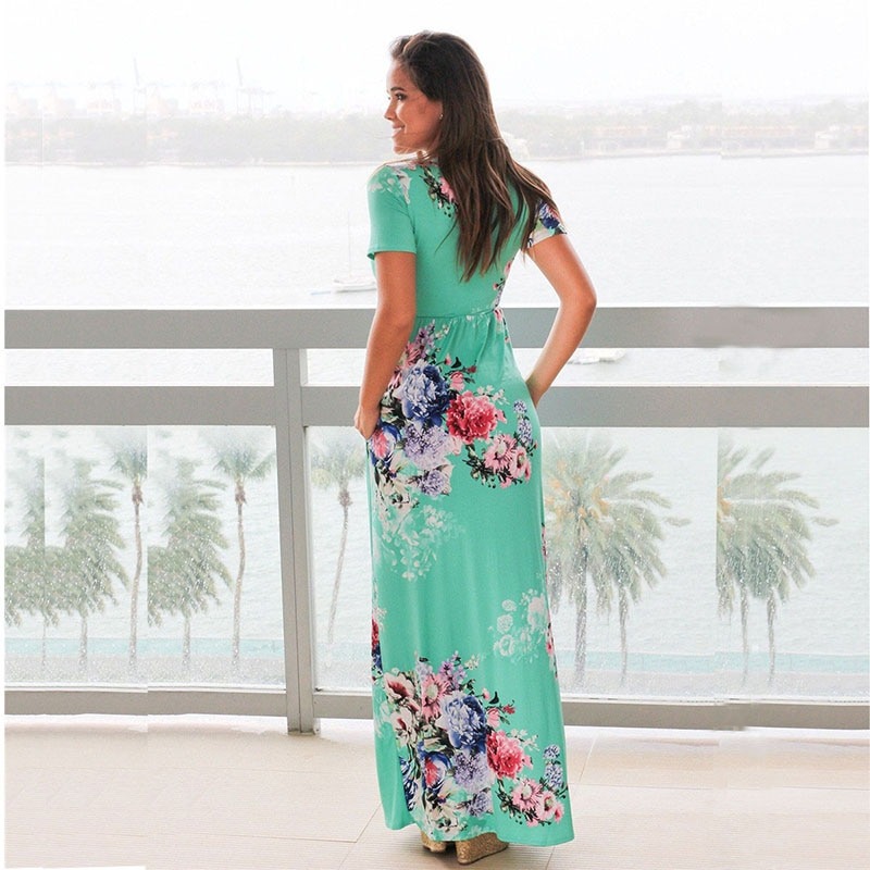 Summer Long Dress Floral Print Boho Maxi Dress