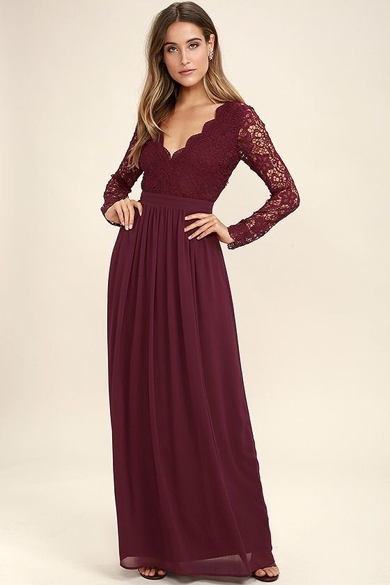 How to Wear Burgundy Dresses Long?